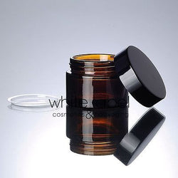 50G BROWN GLASS CREAM COSMETIC JAR BLACK LID WHOLESALE- 50PCS/LOT