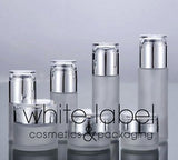 40ML FROSTED GLASS LOTION COSMETIC PUMP BOTTLE WHOLESALE SILVER LID-NEW50PCS/LOT