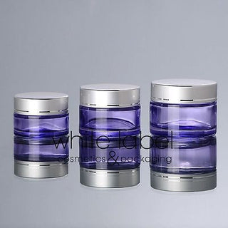 20G PURPLE CLEAR GLASS CREAM COSMETIC JAR SILVER LID WHOLESALE- NEW 50PCS/LOT