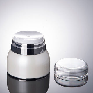50G Pearl White Airless Jar With Silver Collar & Transparent Lid-50pcs
