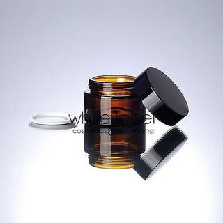 20G BROWN GLASS CREAM COSMETIC JAR BLACK LID WHOLESALE- NEW 50PCS/LOT