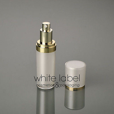 30ML PEARL/WHITE COSMETIC ACRYLIC CONE PRESS PUMP LOTION BOTTLE WITH GOLD -100PCS