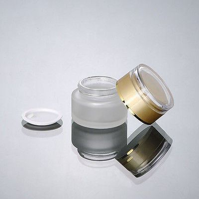 20G FROSTED GLASS COSMETIC CREAM JAR WITH GOLD LID WHOLESALE- NEW 50PCS/LOT