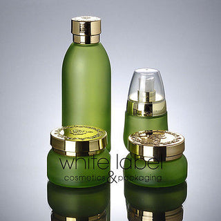 30G GREEN GLASS CREAM COSMETIC JAR ASSORTED STYLES/SIZES-LOT/50 PCS