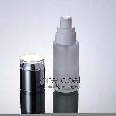 20ML FROSTED GLASS COSMETIC PUMP BOTTLES WHOLESALE/SILVER LID- 50PCS/LOT