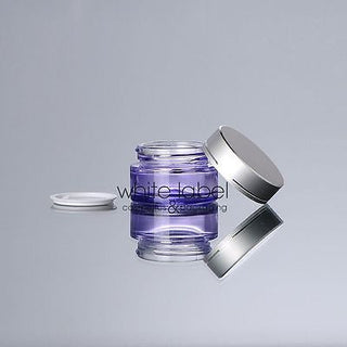 20G PURPLE CLEAR GLASS CREAM COSMETIC JAR SILVER LID WHOLESALE- NEW 50PCS/LOT
