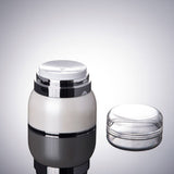 30G Pearl White Airless Jar With Silver Collar & Transparent Lid-50pcs