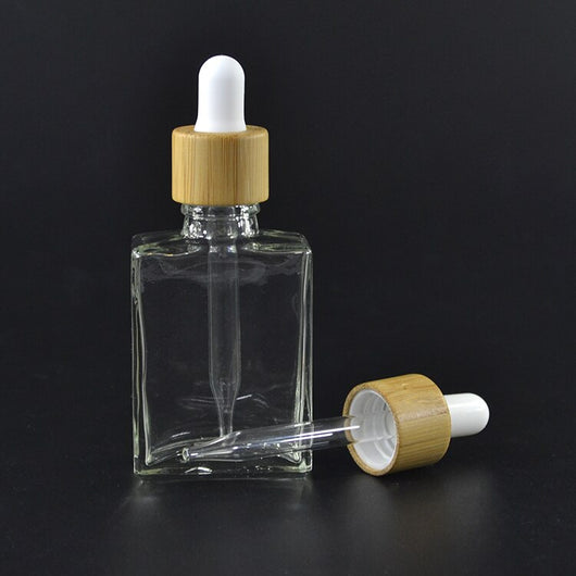 100 x NEW Square Glass Dropper Bottles With Bamboo