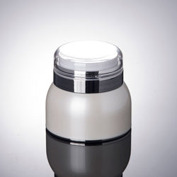 50G Pearl White Airless Jar With Silver Collar & Transparent Lid-50pcs