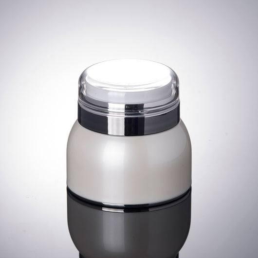 50G Pearl White Airless Jar With Silver Collar & Transparent Lid-50pcs