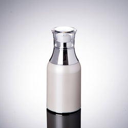 50ML pearl white airless bottle with silver collar and transparent lid-50pcs